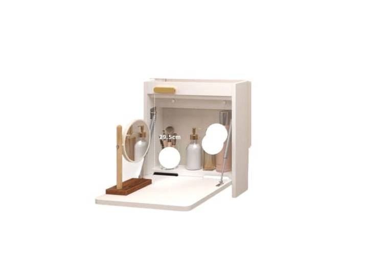 LTYKNGH Klapptisch Wand Wandmontierter Klapptisch Versteckter Schminktisch, platzsparend, multifunktional, for Schminken und Schreiben(White -- small)