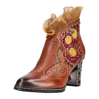 High-Heel-Stiefelette LAURA VITA "LAURA VITA Stiefelette Leder", Damen, Gr. 37, braun (camel), Leder, Schuhe