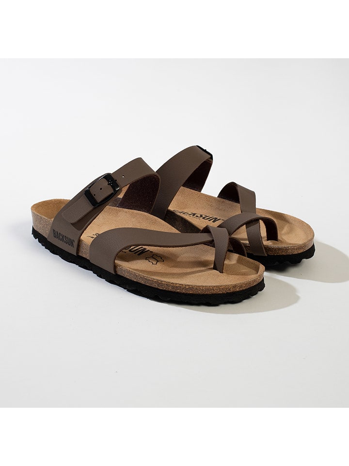 BACKSUN Zehentrenner "Barcelone" in Taupe - 38