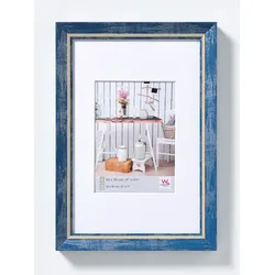 Walther Bilderrahmen Chalet Kunststoff mit Passepartout Blau / 30 x 40