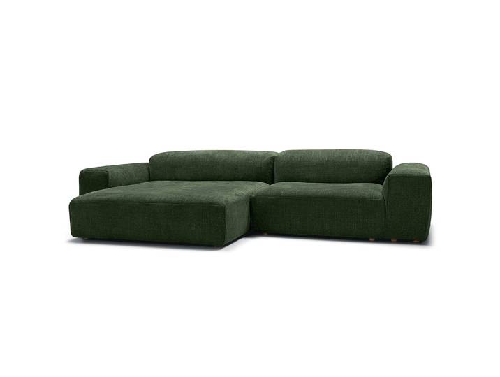 Ecksofa EPIC mit Longchair Grün Chenille Bloem 294cm Longchair beidseitig montierbar Modern