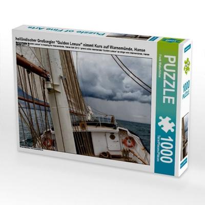 CALVENDO Puzzle holländischer Großsegler 'Gulden Leeuw' nimmt Kurs auf Warnemünde, Hanse Sail 2013 | 1000 Teile Lege-Größe 64x48cm Foto-Puzzle für