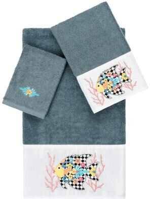 Authentic Hotel and Spa 100% Turkish Cotton Feliz 3PC Embellished Towel Set