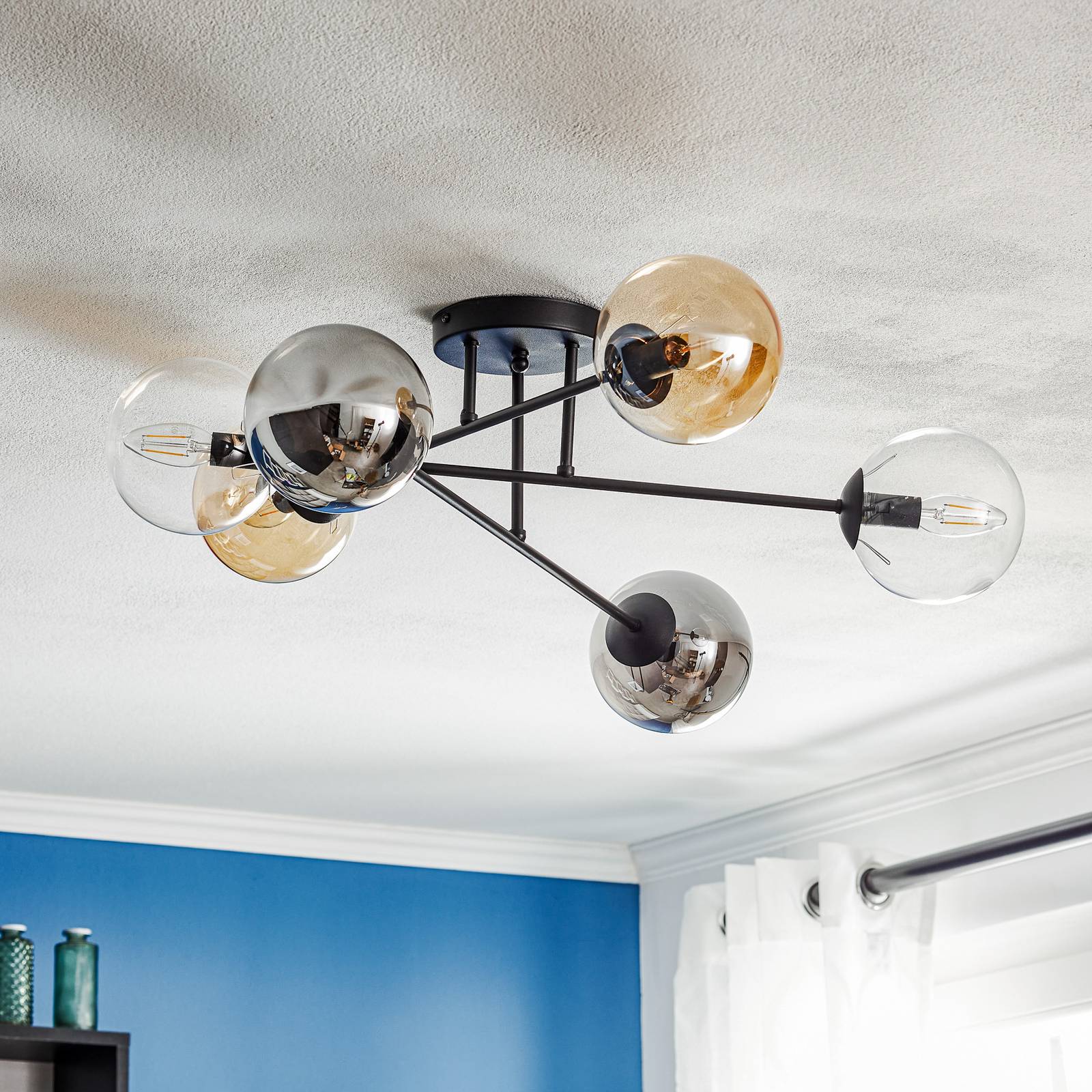Ceiling Light Glassy EMIBIG LIGHTING, dimmable, Black, Living / Dining Room, Glass, Modern, Ceiling Light