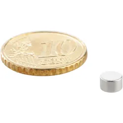 100 Scheibenmagnet, 5 mm, 3,0 mm, N35, 100 Stück, Neodym, silber
