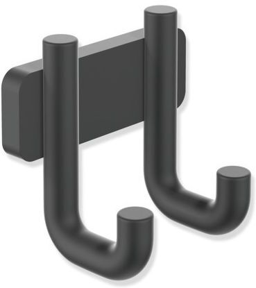 Hewi Serie 480 Doppelhaken 480.90.00160DC pulverbeschichtet, schwarz matt