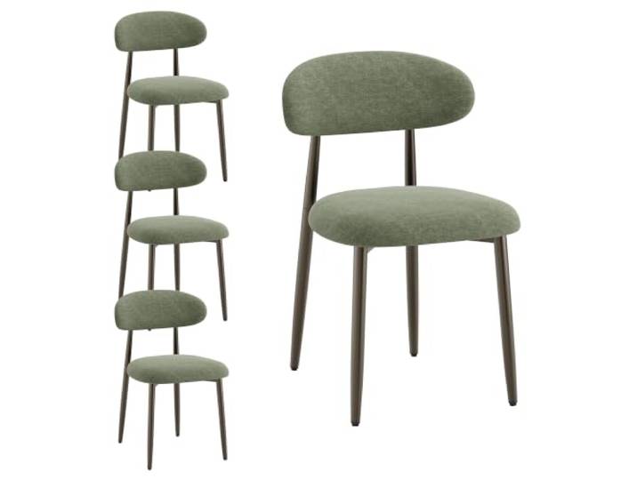MALOL Esszimmerstühle 4er Set, Polsternder Stühle Esszimmer, Esstisch Stühle mit geschwungener Rückenlehne & Metallfüßen, Moderne Küchenstühle, Stoffstühle für Küche, Wohnzimmer und Gastronomie,Grün