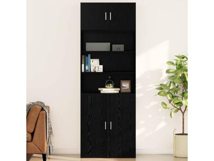 HEFZGDB Platzsparender Hängeschrank für die Wandmontage in Schwarz mit glatter Oberfläche aus Holzwerkstoff, bietet praktischen Stauraum und kann zur Montage an Highboard Oberplatte
