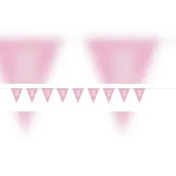 Wimpelkette rosa & silber Zahl 18