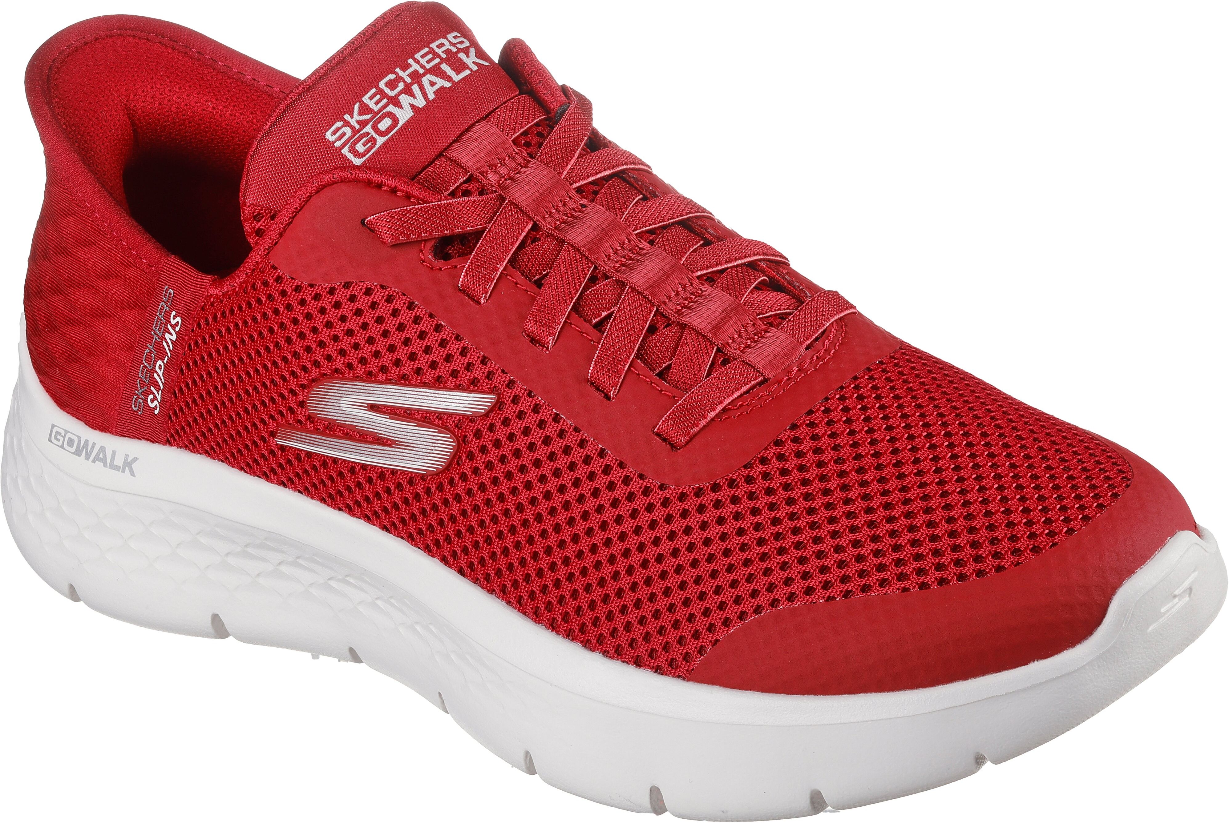 Slip-On Sneaker SKECHERS "GO WALK FLEX-GRAND ENTRY", Damen, Gr. 35, Textil, rot, Schuhe Slip-On Sneaker, Schlupfschuh, Slipper mit Slip-Ins Funktion rot 35, Textil