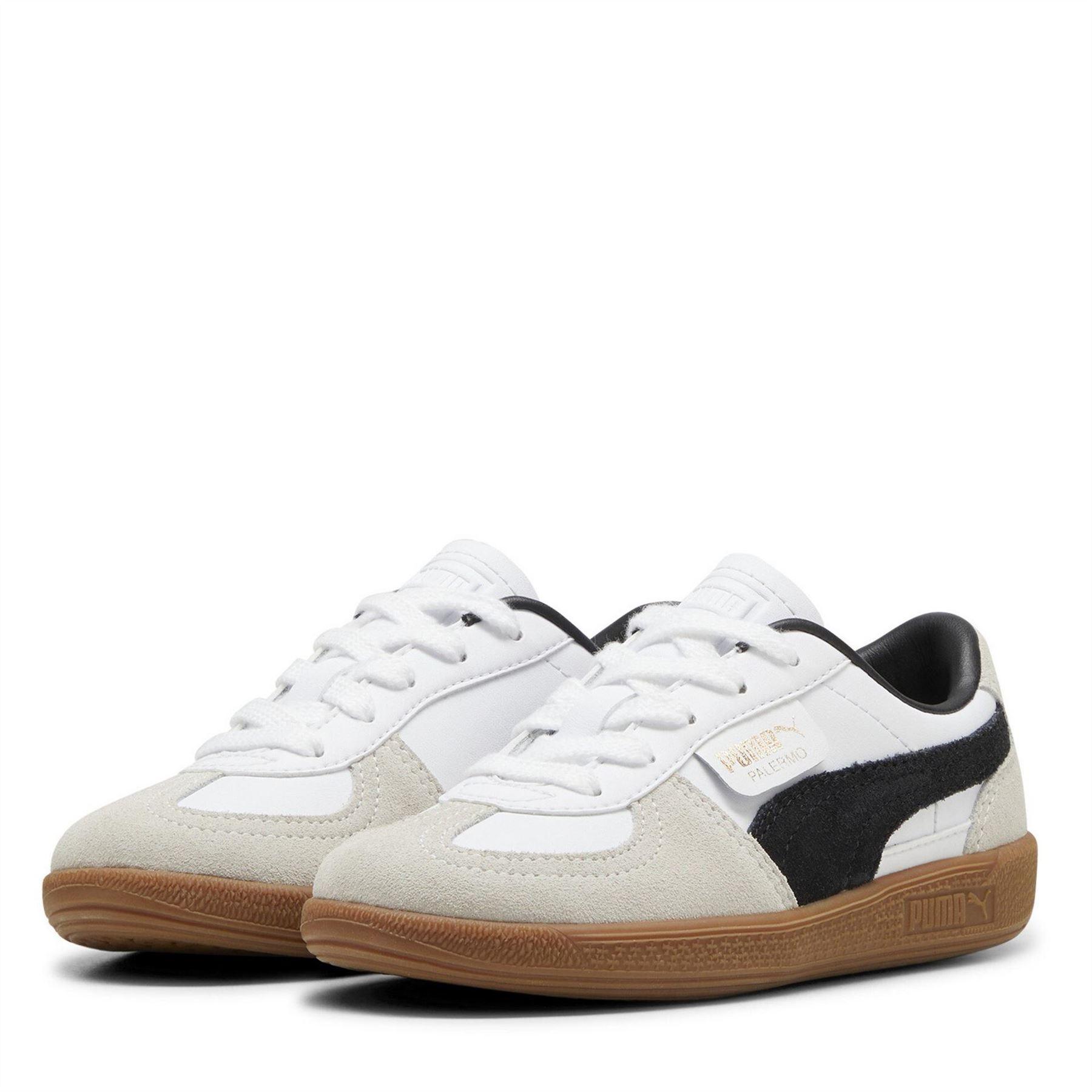 Puma - "Palermo" Sneaker für Kinder, Leder, Niedrig geschnitten, Flach (Weiß/Schwarz)