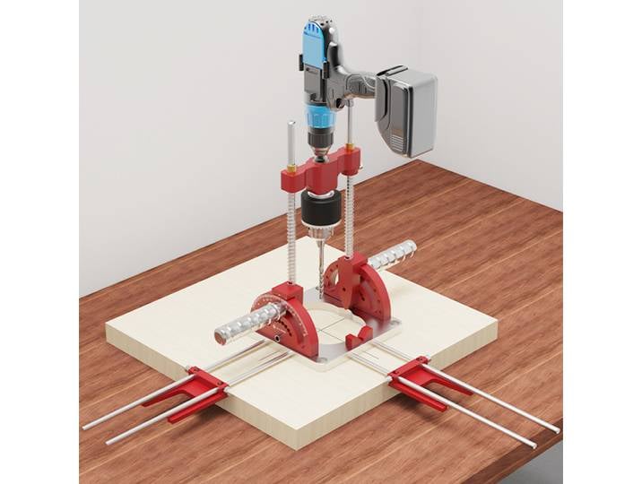 Allsome Guide de perçage de précision pour perceuses électriques, support de fixation de guide multi-angle avec mandrin pour pièces plates et rondes