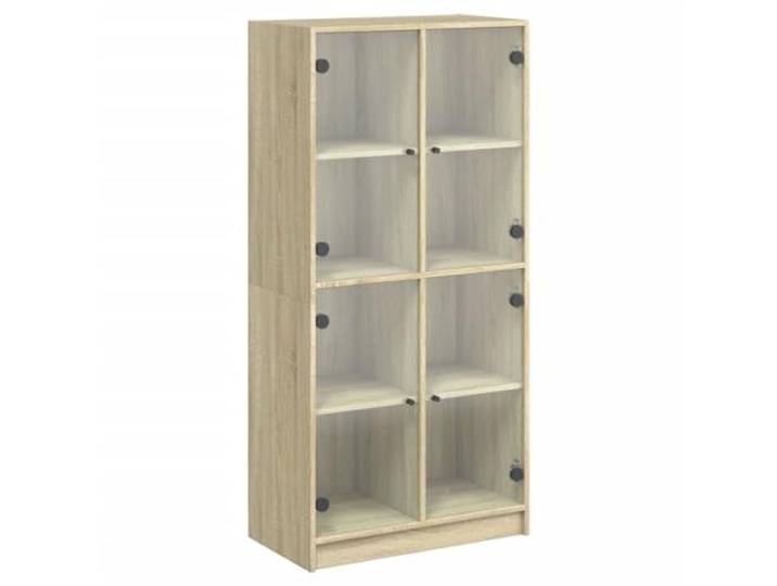 LASWWQMRF Highboard Sonoma-Eiche 68x37x142 cm Holzwerkstoff Vielseitiger Beistellschrank mit Glastüren für Wohnzimmer und Schlafzimmer bietet strukturierten Platz für Bücher