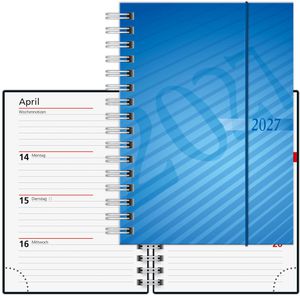Rido-Ide Taschenkalender perfect/Technik, blau, Jahr 2027, 1 Woche auf 2 Seiten, Hardcover, A6