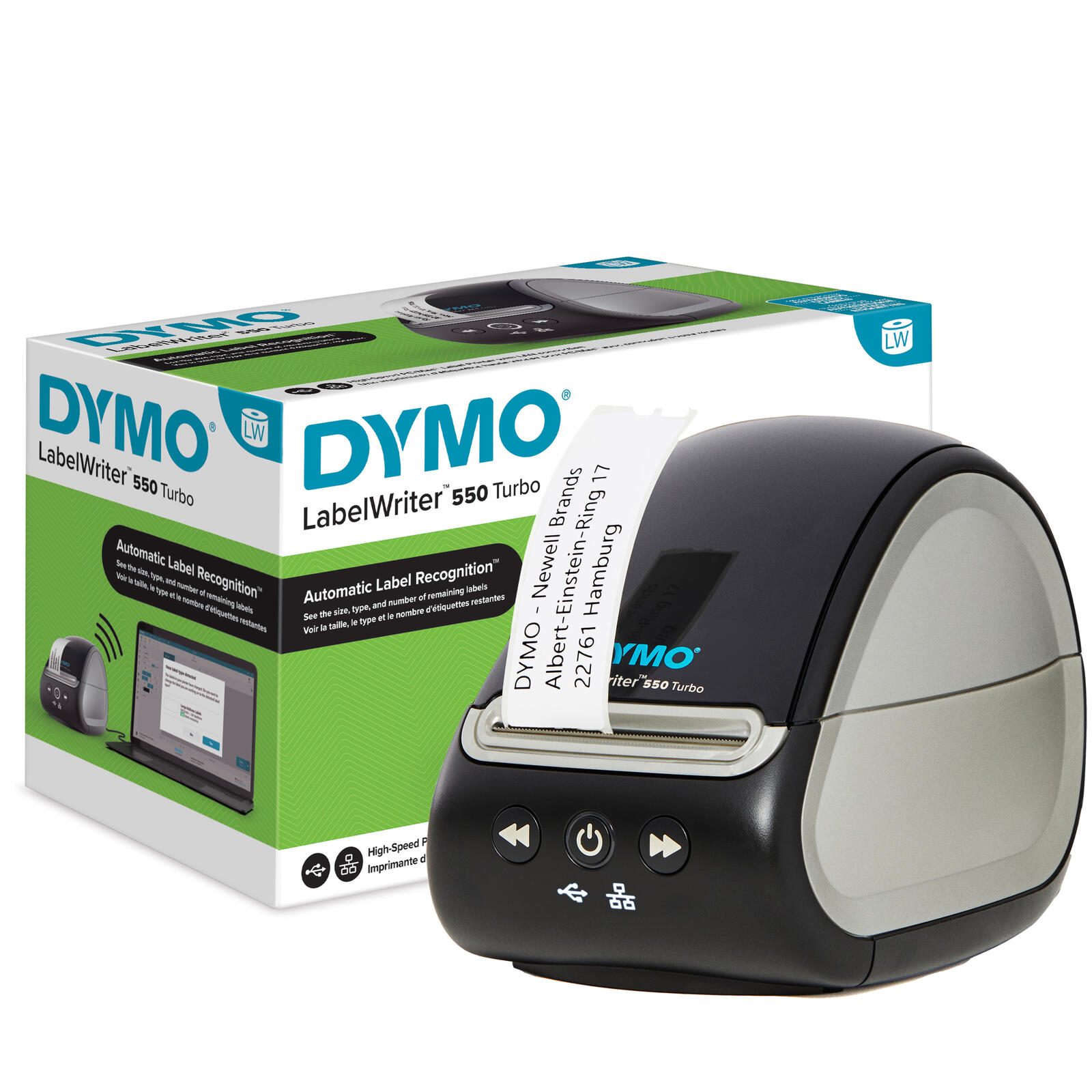 DYMO® LabelWriter™ 550 turbo, Etikettendrucker für bis zu 90 Etiketten/Minute, USB & Ethernet, 300 dpi. Thermodirekt, für Etiketten bis 60mm Breite 2112723