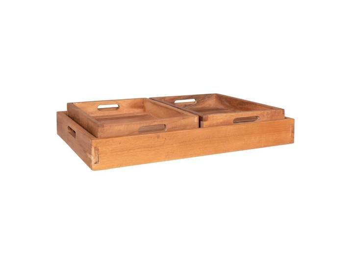Serviertablett-Set Faro Tray Teakfarben, 3-teilig