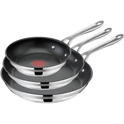 Tefal Jamie Oliver Cook Smart Bratpfannen-Set 3-teilig (20/24/28cm) mit Wärmeanzeige, Pfannenset + Topfset, Silber