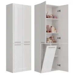 Badezimmer-Hochschrank Nel 1K/DD WEISS HOCHGLANZ