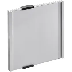 Büroschild TIRANA Querformat | 149 x 148,5 mm, Aluminium, Acryl (PMMA), Polyamid, silber