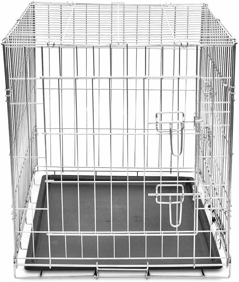 vidaXL Jaula para perros plegable de metal L Negro