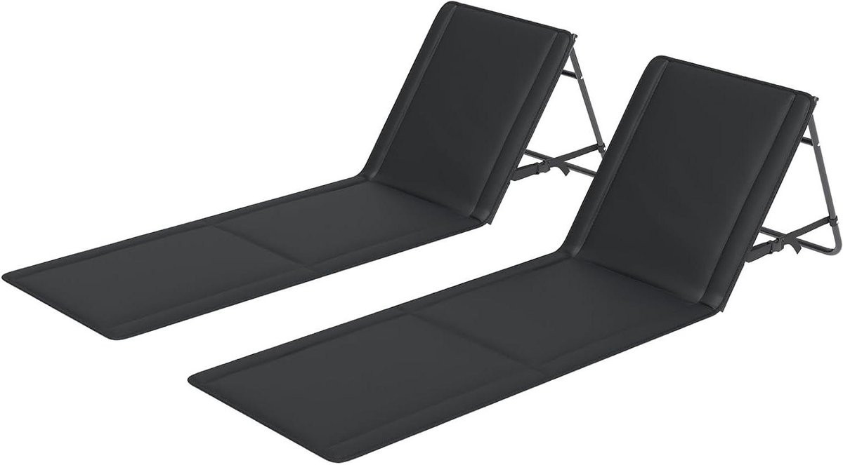 Strandmat Set Antraciet - Opvouwbare ligstoel met verstelbare rugleuning - Breedte: 55 cm