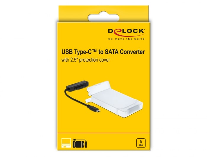 Delock USB Type-C zu SATA Konverter mit 2.5" Schutzhülle