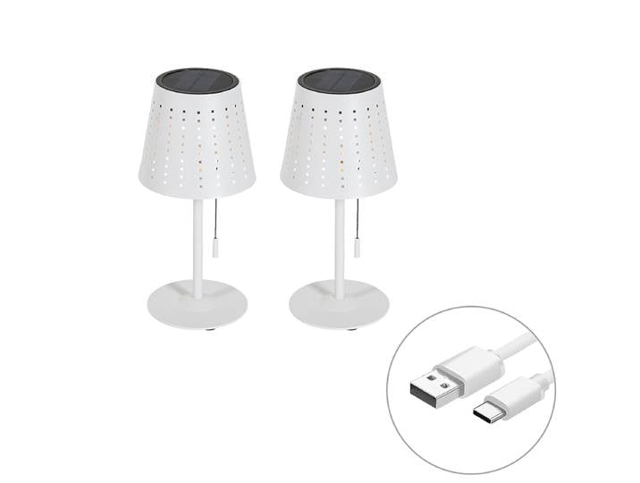 Lot de 2 lampes de table blanches avec LED, 3 niveaux
