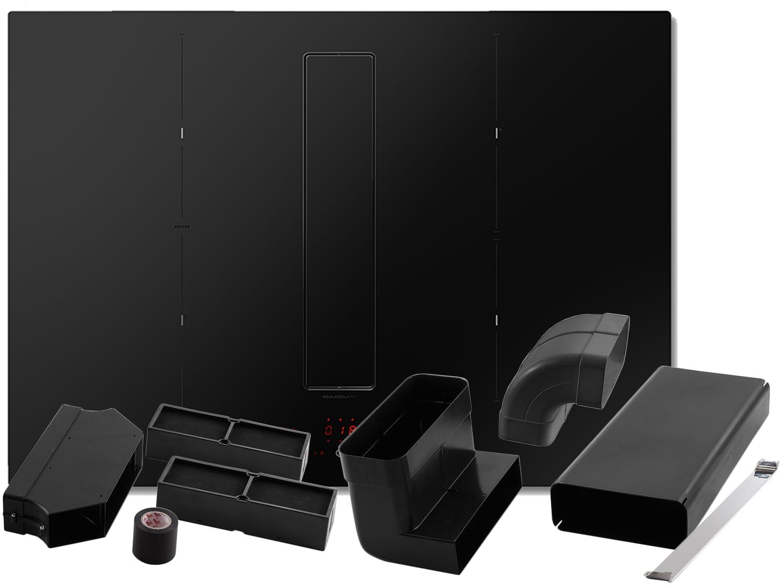 Elica SET NikolaTesla Fit Raw BR/A/72 - PRF0202501 Kochfeldabzug Induktion Schwarz Matt + KIT0167756 Installationsset Umluft