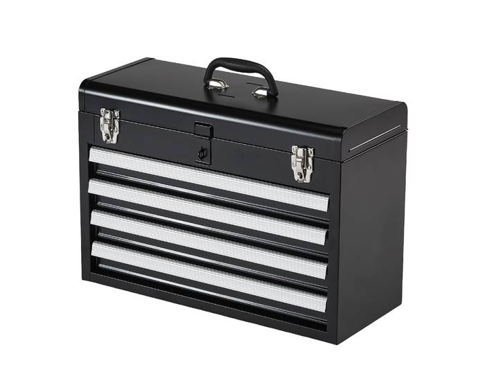 SucceBuy Boîte à outils en métal de 20,5 pouces, coffre à outils portable à 4 tiroirs avec tiroirs de verrouillage, organisateur d'outils multifonction pour atelier