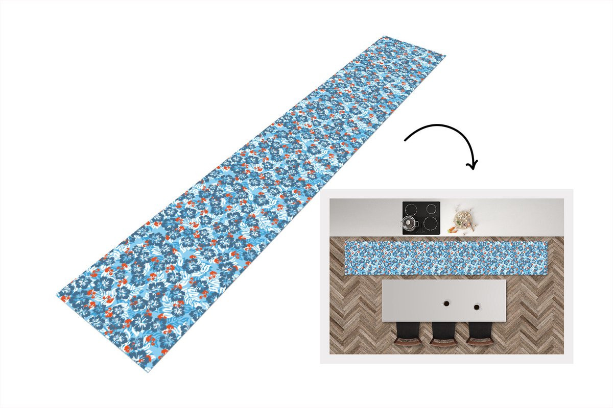 KitchenYeah Keukenloper Hawaii met Bloemenpatroon en Hibiscus - Vinyl - 300 x 50 cm