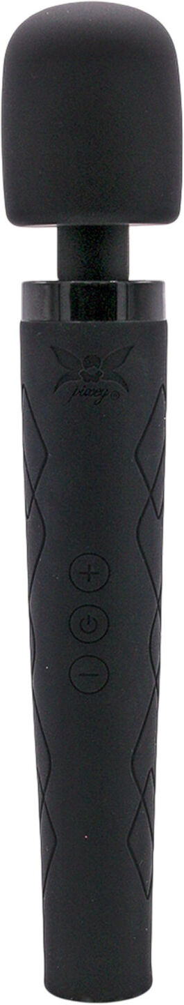 Pixey Deluxe Black Velvet - M‑size wand vibrator (black)