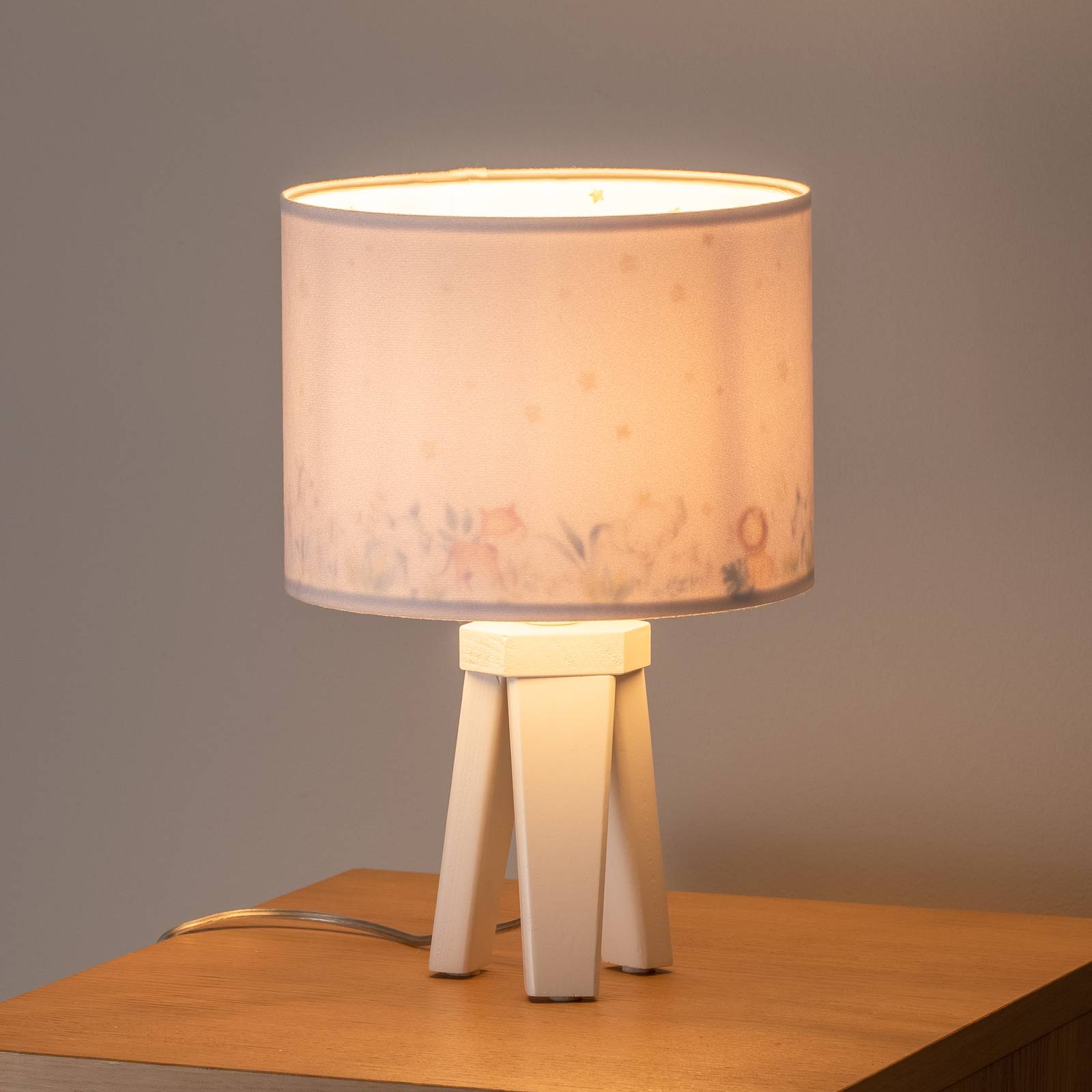 Tischlampe Max Maco Design, weiß / opal, für Kinderzimmer, Holz, Tischlampe