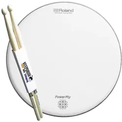 Roland MH2-14 PowerPly Mesh Head 14 mit Drumsticks (Schlagzeug), Drumhead