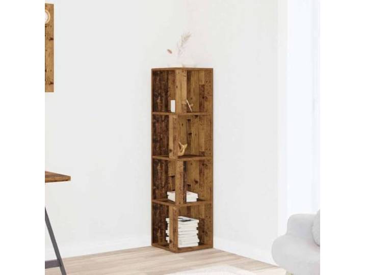 HPUYRFG Eckregal Altholz-Optik 33x33x132 cm Holzwerkstoff Standregal Stabiler Holzwerkstoff, platzsparendes Eckdesign, vielseitig nutzbar, feuchtigkeitsbeständig, einfache Reinigung