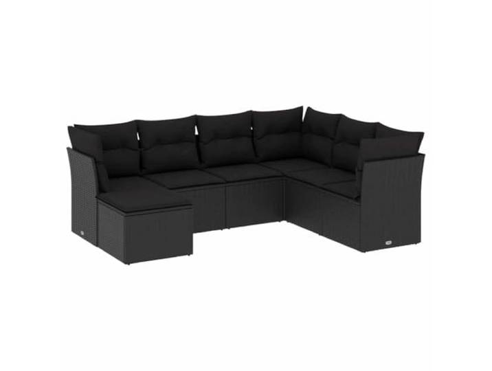 PUGYNBK Esszimmer-Set für den Garten, 7-teilig, synthetisches Rattan, Schwarz
