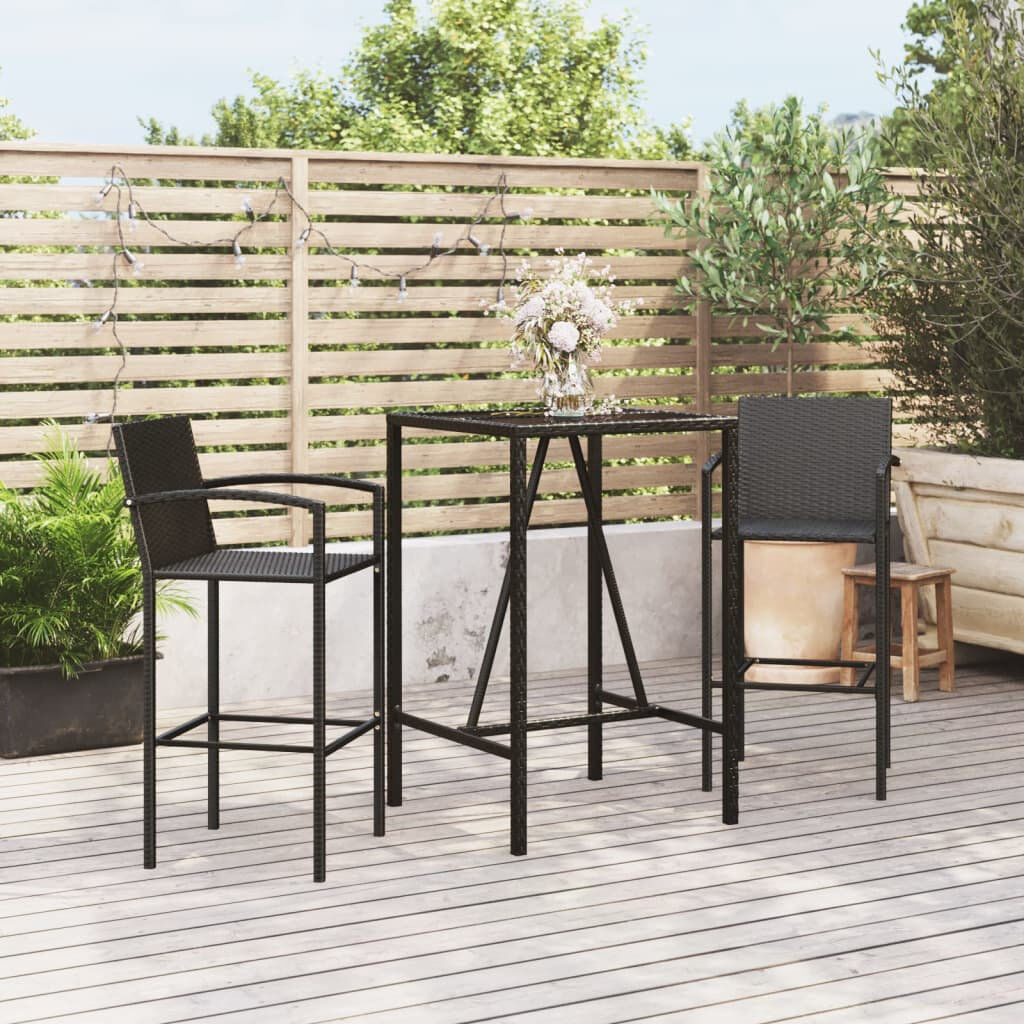 Rebrilliant Patio Dining Set Table, Black 110 cm H x 70 cm W x 70 cm D