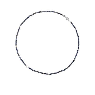 Kette ohne Anhänger JOBO "Saphir-Rondell und Hämatin", blau, Halsketten, Damen, Metall, L: 43, 43 cm