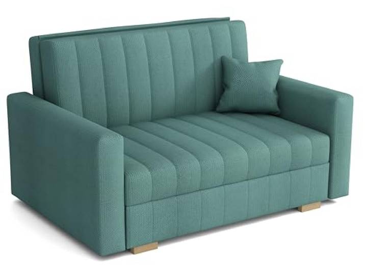 MEBLE-LUX Schlafsofa klein Zanzibar I Sofa 2 Sitzer 133 cm Breit I Sofa mit Schlaffunktion I Schlafsofa mit Bettkasten I Couch mit Schlaffunktion Klein I Mint
