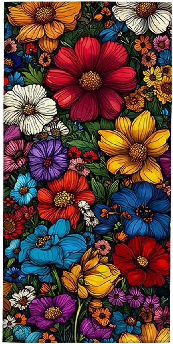 Strandlaken XXL Meerkleurig Bloemen - Microvezel Badhanddoek - Anti Zand en Sneldrogend - 70 x 140 cm