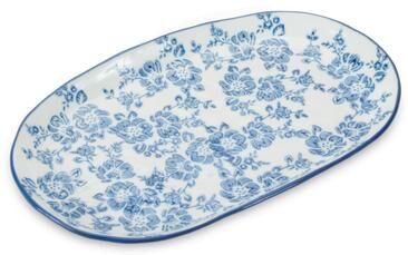 Melrose International Blue Floral Porcelain Platter (Set of 4)