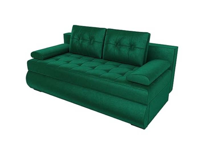 BROMARKT Sofa mit Schlaffunktion und Bettkasten Grün Klappsofa Wohnlandschaft Freistehend Couch Polstercouch Schlafcouch Stauraum 200 cm Breite 2 Sitzer Möbel Relaxsofa Stoff Kronos
