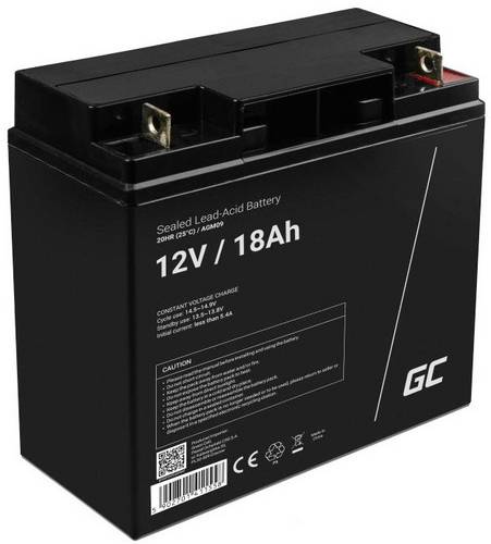 Green Cell AGM09 Bleiakku 12V 18Ah Blei-Gel (B x H x T) 181 x 167 x 77mm M5-Schraubanschluss Zyklenfest, Wartungsfrei