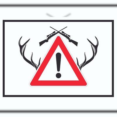 HB-Druck Achtung Jagd Gewehr Schild mit Symbol A5 (148x210mm)