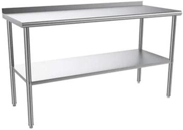 karlinc Stainless Steel Table with Undershelf & Backsplash