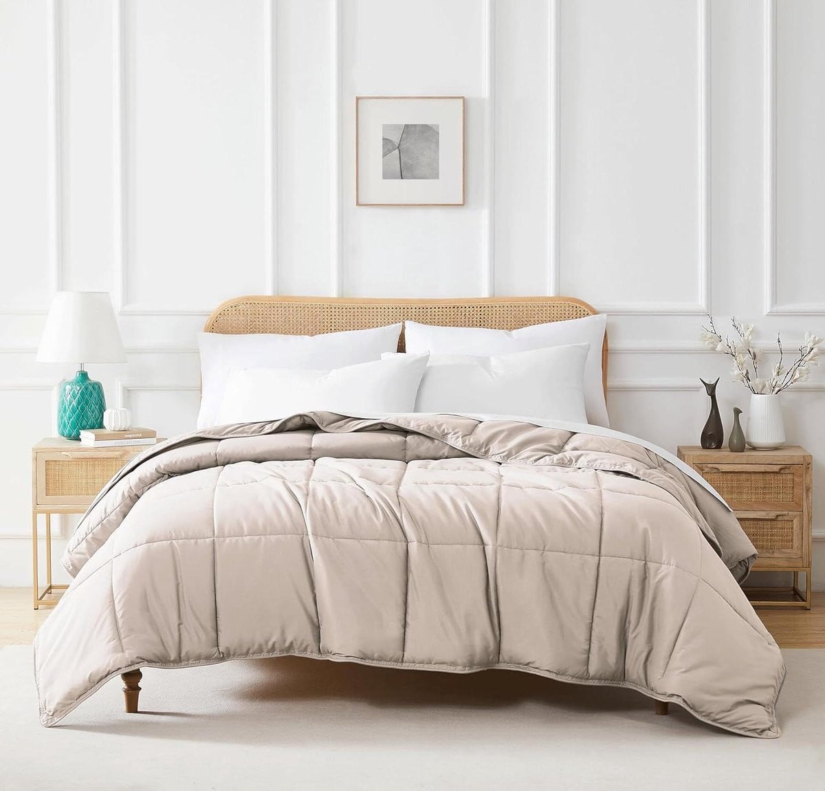 Beige donzen dekbed met medium gewicht voor volwassenen, 100 x 100 cm