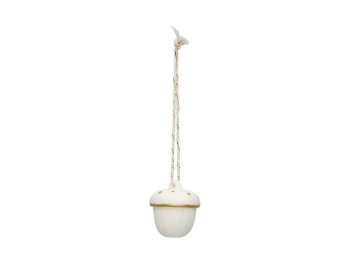 Hanger, porselein, eikeltje, wit en goud