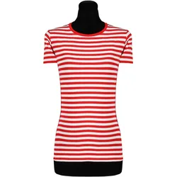 Thetru Damen Ringelshirt kurzarm rot-weiss – alltagstauglich (S)