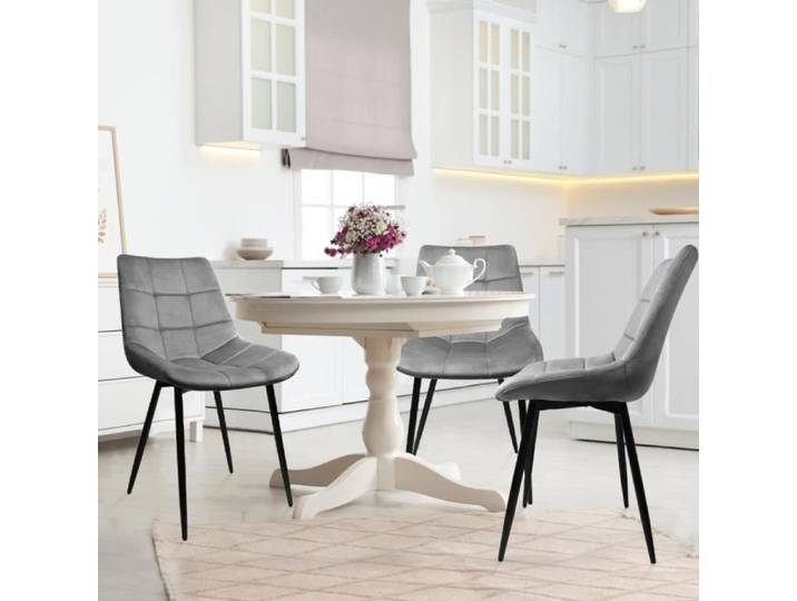 YYIXING®4 Chaises-Siège Moderne -(Gris clair) Surface en velours