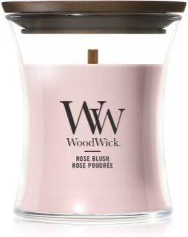 Woodwick Rose Blush vela perfumada com pavio de madeira 85 g. Rose Blush