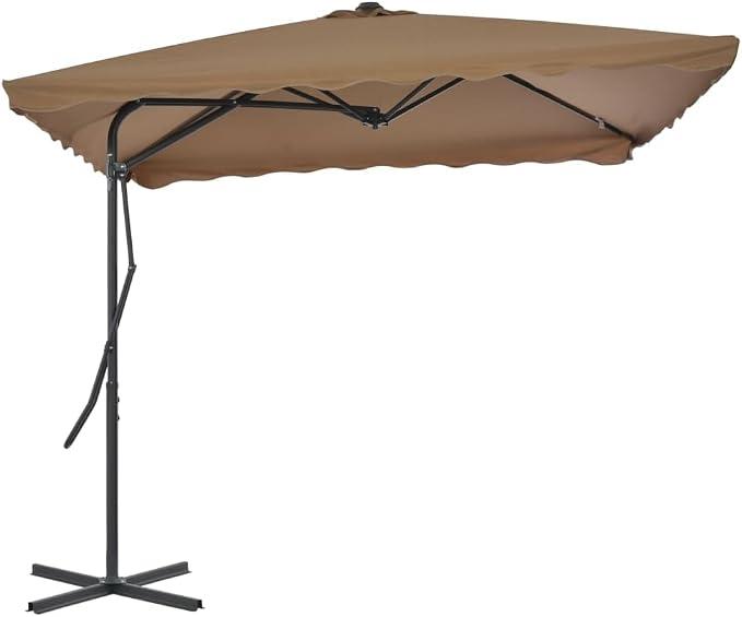 Sonnenschirm mit Stahl-Mast 250x250 cm Taupe wetterfester Sonnenschutz Ampelschirm mit kurbelknickbarer Masthalterung für Garten Balkon Terrasse und Outdoor Schatten UV-Schutz